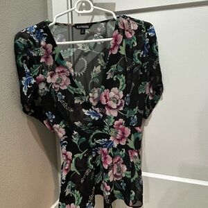 Express Floral Black Blouse